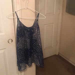 Blue floral print tank blouse